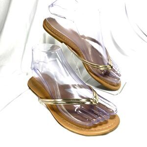 Charlotte Russe Flip Flop Sandal Womens Size 6 Thong Gold Capri RN101331